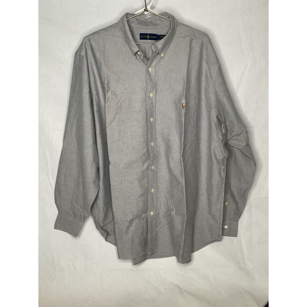 Ralph Lauren Oxford Button Down Shirt Mens 2XB Gray Long Sleeve Polo